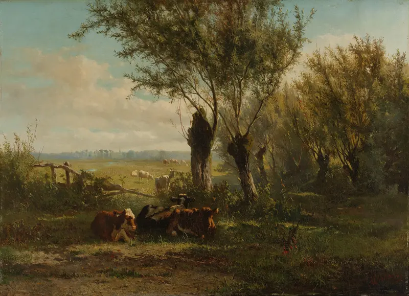 Meadow near Oosterbeek by Gerard Bilders, oil on canvas depicting a vibrant landscape with wildflowers.