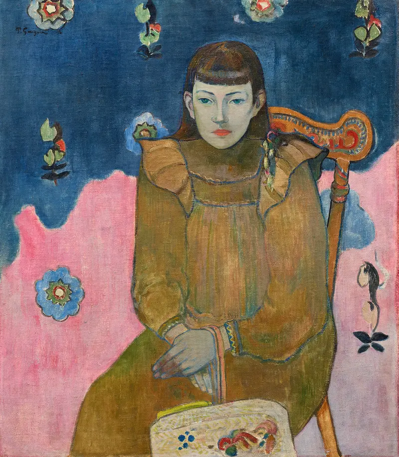 Portrait of a young woman with a steady gaze, painted by Paul Gauguin.