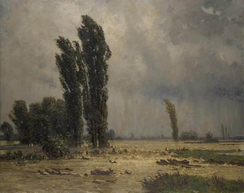 Flood by Adolf Stäbli, oil painting depicting tumultuous waters and dark skies