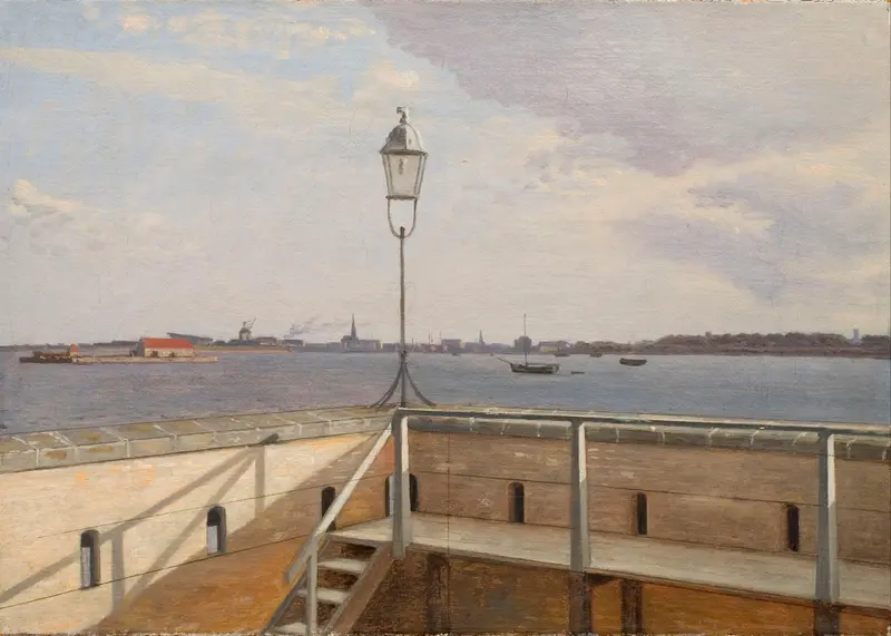 Landscape view from the Trekroner Battery, oil painting by Christoffer Wilhelm Eckersberg