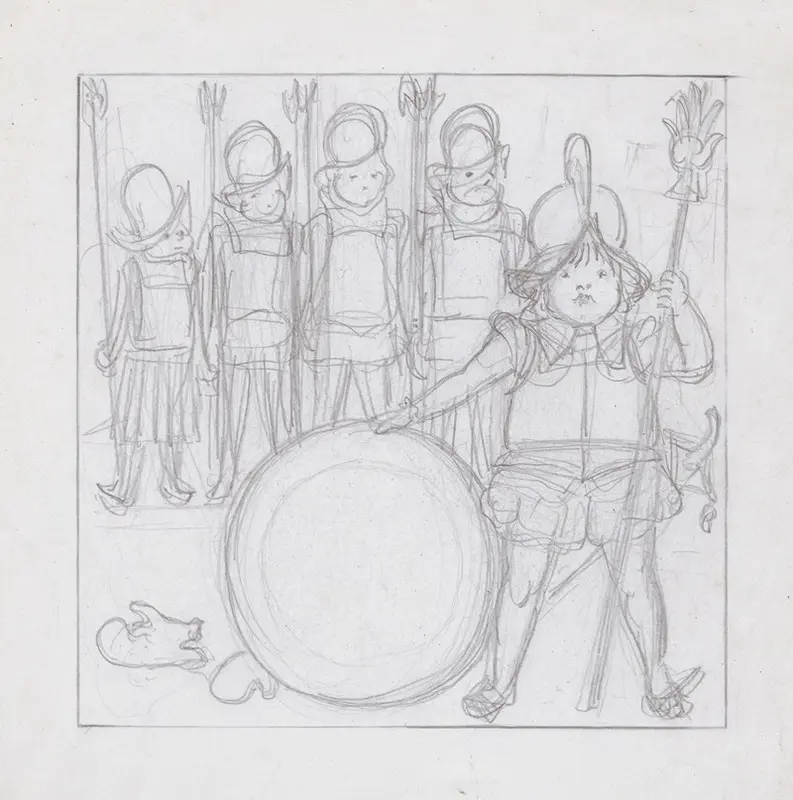 A charming depiction of a baby in a royal setting.