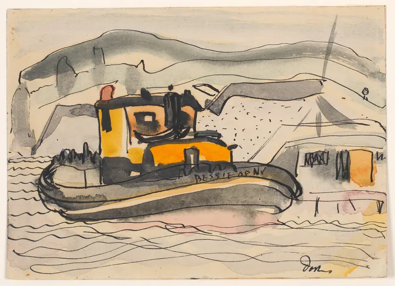 Arthur Dove's 'Study for The ‘Bessie’ of New York' showcases abstract forms and vibrant colors.