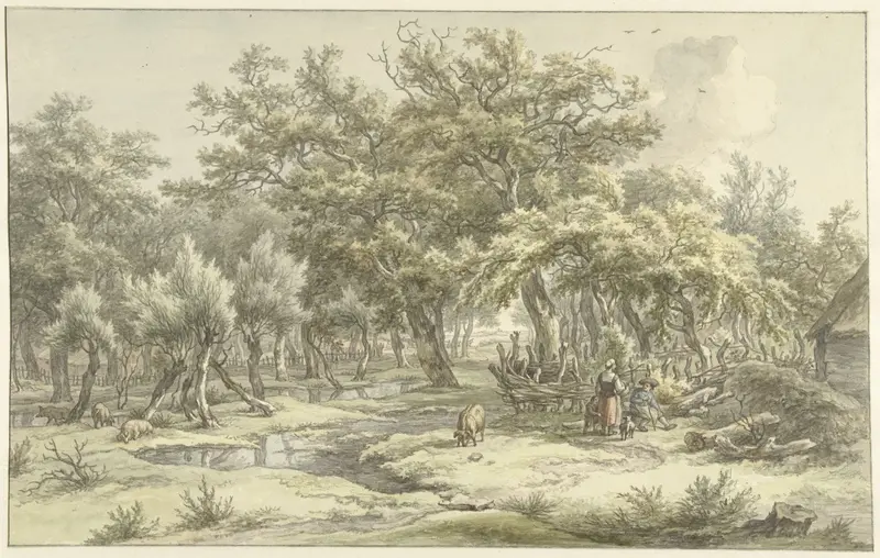 Landschap bij Eext (Drenthe) by Egbert van Drielst, oil painting of a serene landscape.