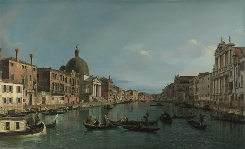A detailed view of the Grand Canal in Venice featuring S. Simeone Piccolo.