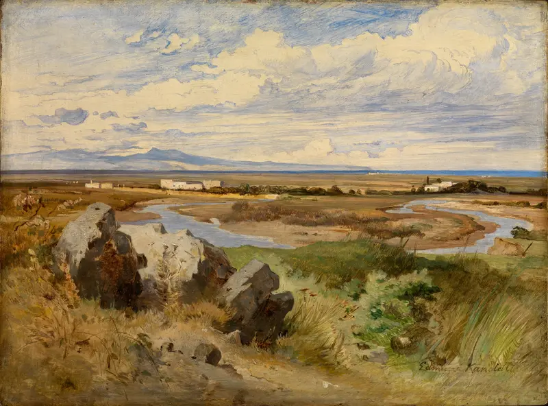 Landscape with ruins and nature, oil on canvas by Edmund Kanoldt