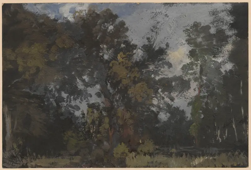 Landscape featuring trees by the river, oil painting by Adolf Dressler