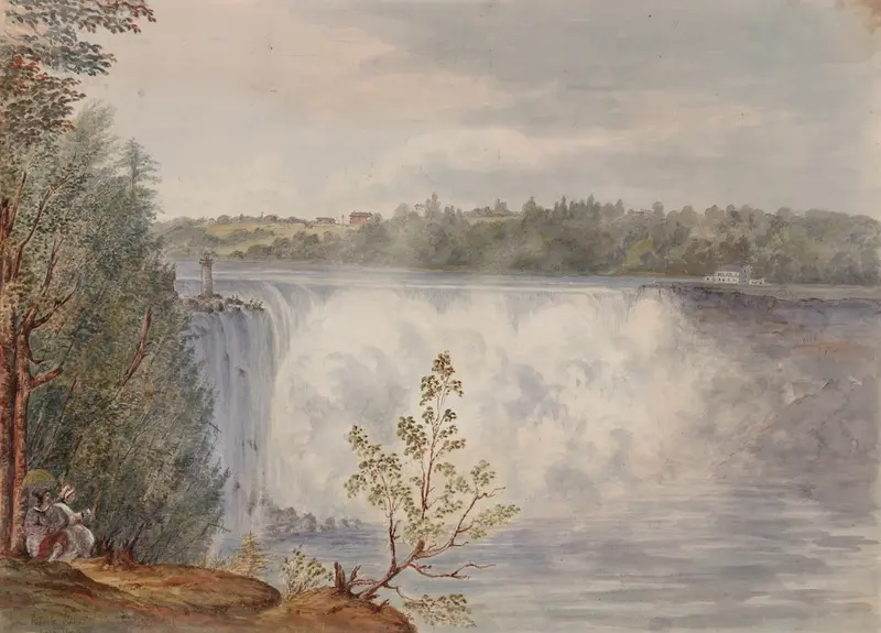 Landscape with staircase and sunlight by Michael Seymour, 1846