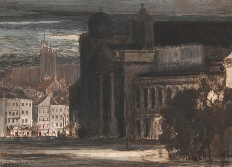 View of the Church of St. Anna and the Castle Square in Warsaw, oil painting by Feliks Jabłczyński