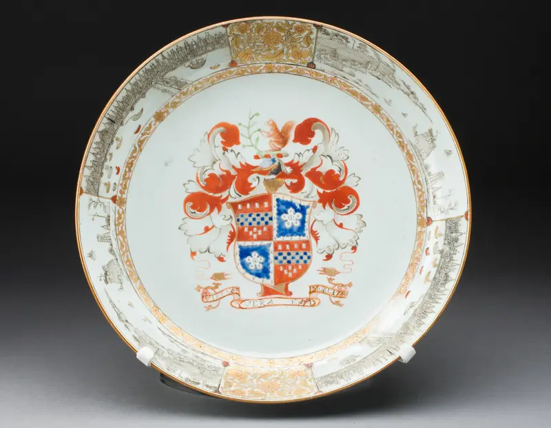 Dish, a porcelain piece by China with cobalt blue swirls on a white surface.