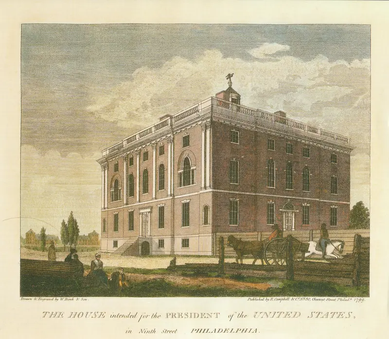 Colonial American architecture featuring columns and cornices by William Russell Birch