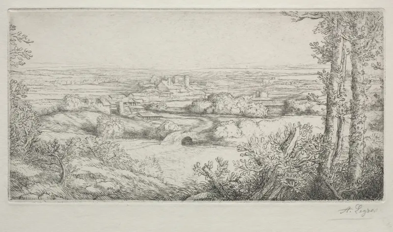 Landscape of a valley in Burgundy, oil on canvas by Alphonse Legros