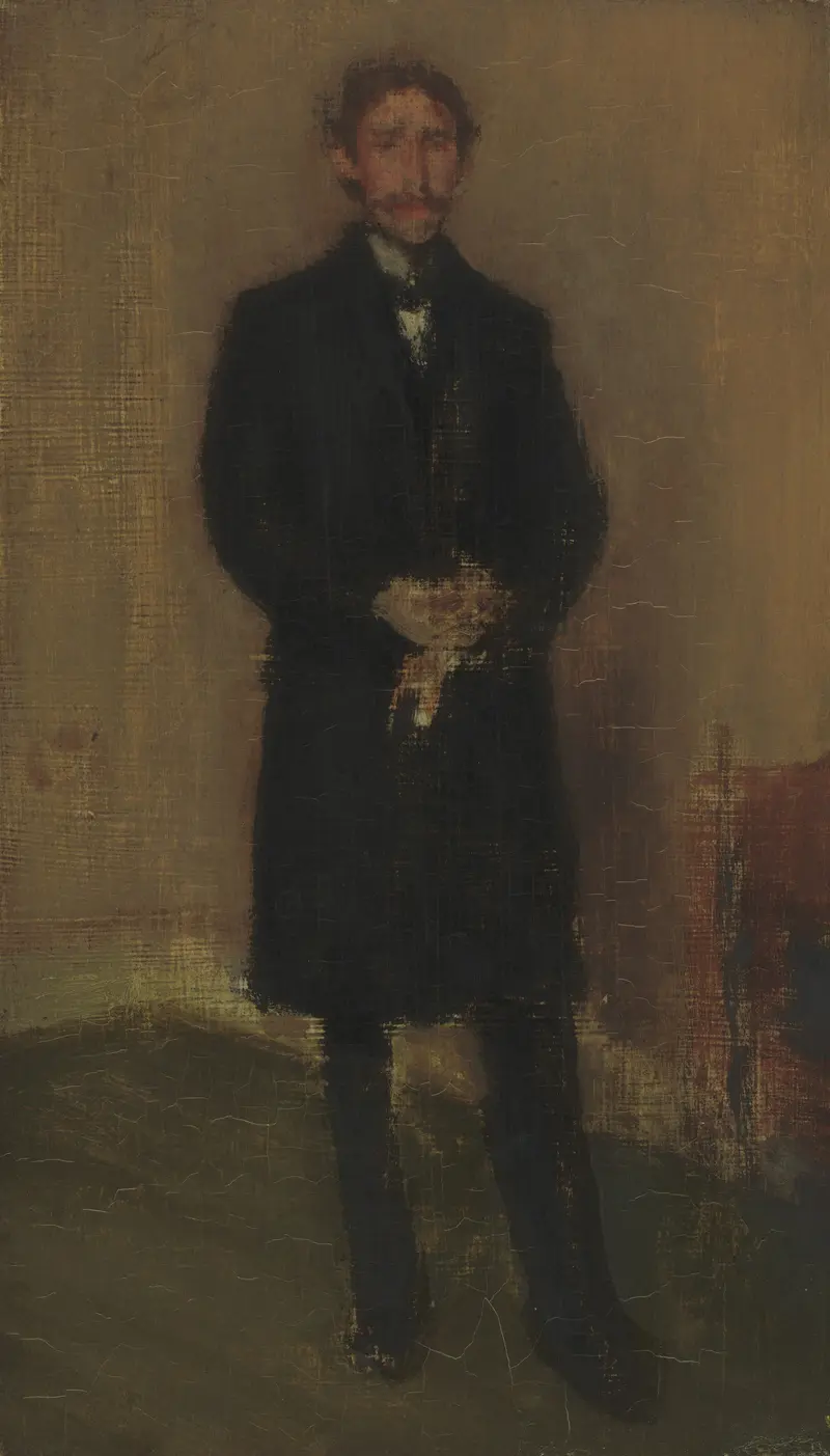 A portrait of Alexander Arnold Hannay, depicted in soft brushwork and a haze of shadow and ochre.
