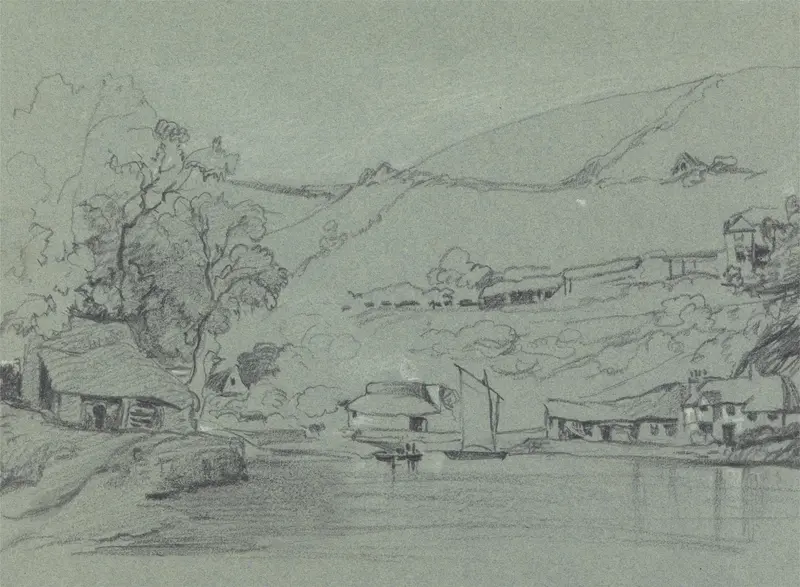 A realistic depiction of rural life in Kent, showcasing laborers and the countryside.