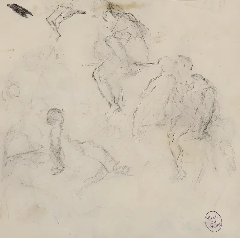 A sketch featuring multiple figures by Narcisse-Virgile Diaz de La Peña.