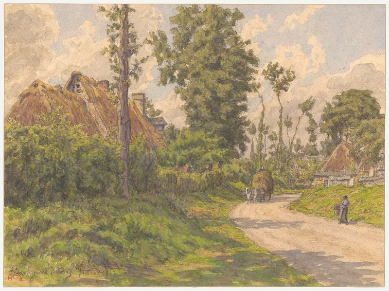 Fresnay-le-Long by Henri Rivière, watercolor on paper depicting swirling forms in a tranquil landscape.