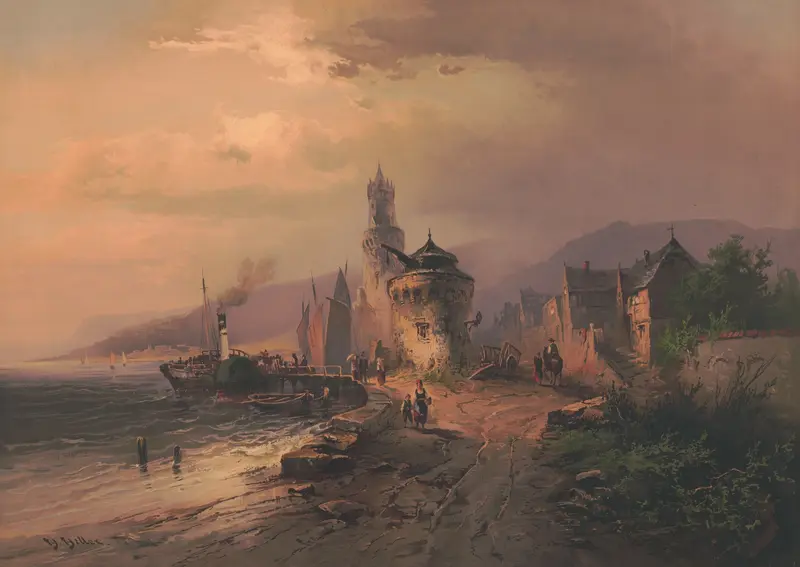 Landscape of Andernach a Rhein by Edmund Foerster & Co., oil painting