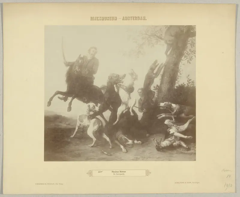 Wild bear in a forest, albumen print by Vinkenbos & Dewald