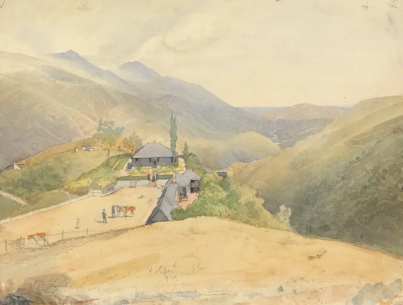 Clifton Mount by Godfrey Thomas Vigne, oil on canvas depicting sweeping hills and light.