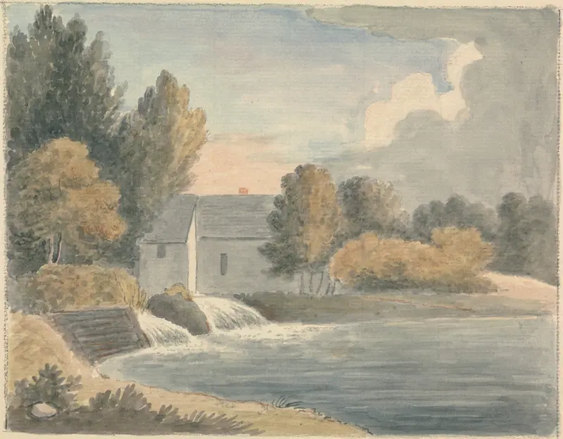 Landscape of Bathampton Mill by Edward Francis Burney, oil painting