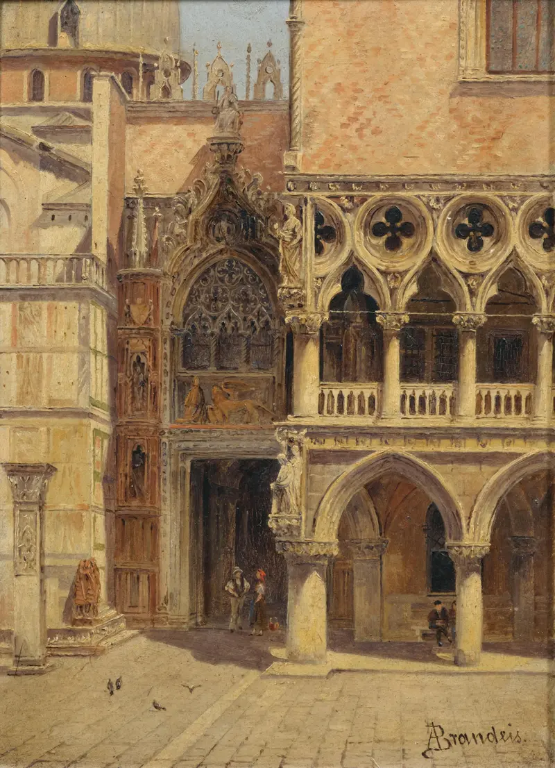 Architecture of Porta della Carta, Palazzo Ducale by Antonietta Brandeis, oil painting