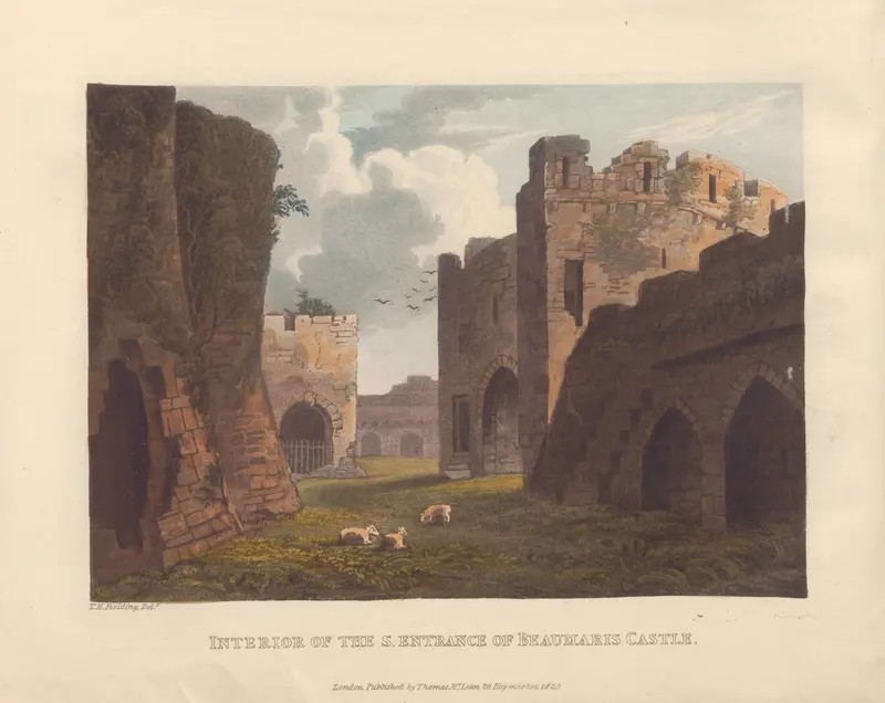 Interior of the south entrance of Beaumaris Castle, oil painting by Theodore Henry Adolphus Fielding
