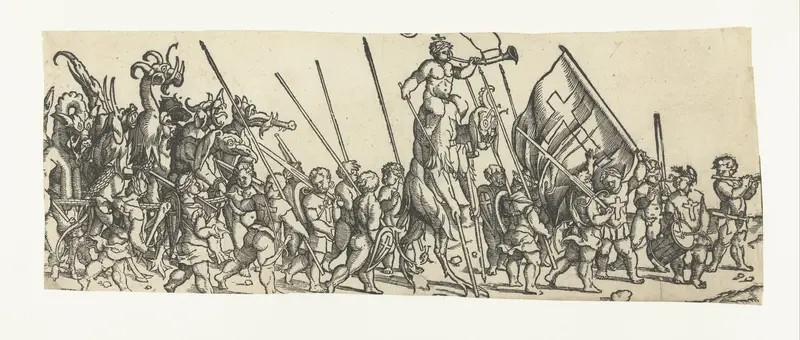 Religious scene with children and a crowd, paper artwork by Monogrammist LIW