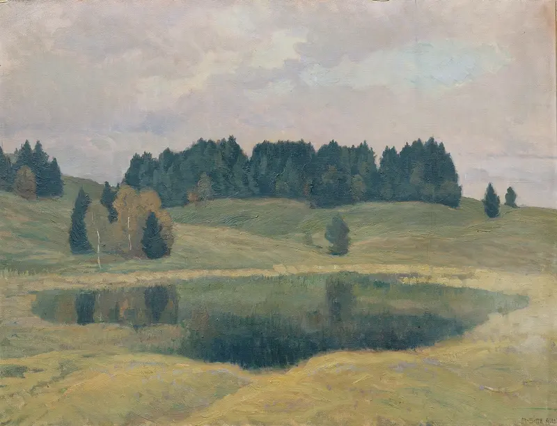 Serene landscape of Abend am Mittenwaldsee by Mathilde Sitta-Allé, oil painting