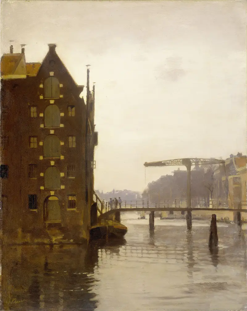 Impressionism landscape by Willem Witsen featuring a canal and reflections.