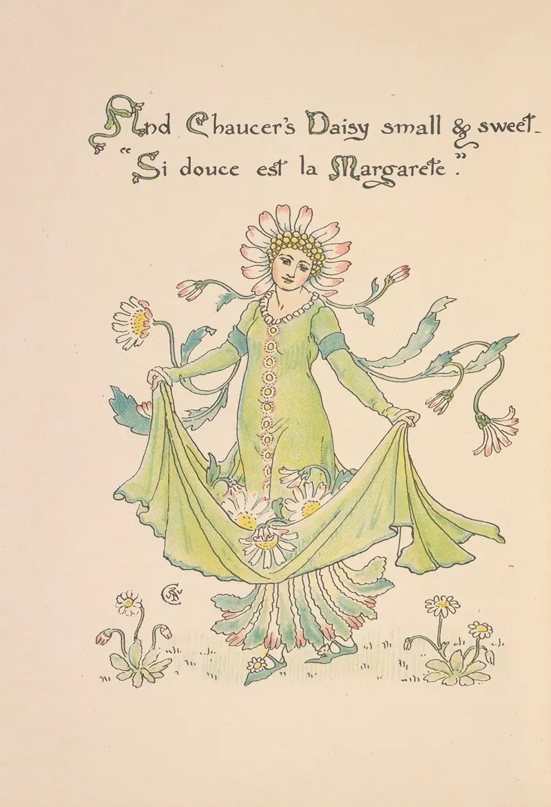 A vibrant depiction of flowers and nature by Walter Crane.