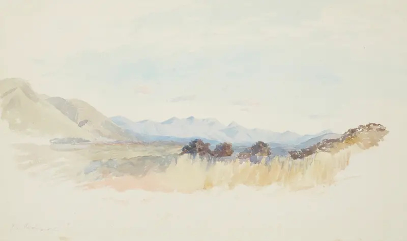 Landscape of hills and greenery, oil painting by James Crowe Richmond