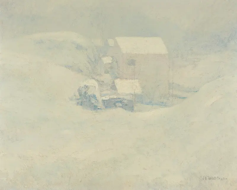 Snow landscape by John Henry Twachtman, Impressionism, oil painting