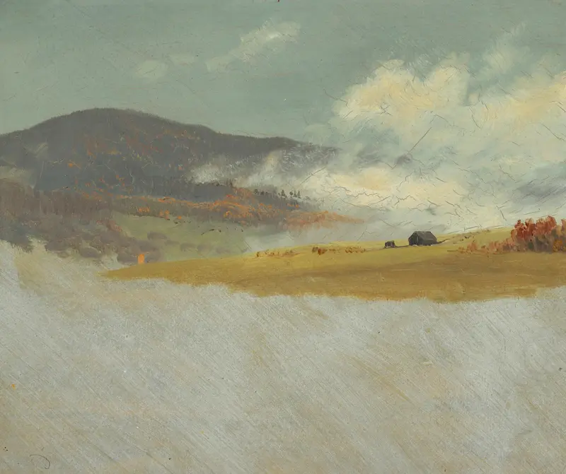 Hilly landscapes by Frederic Edwin Church, oil painting depicting lush hills and vibrant colors.