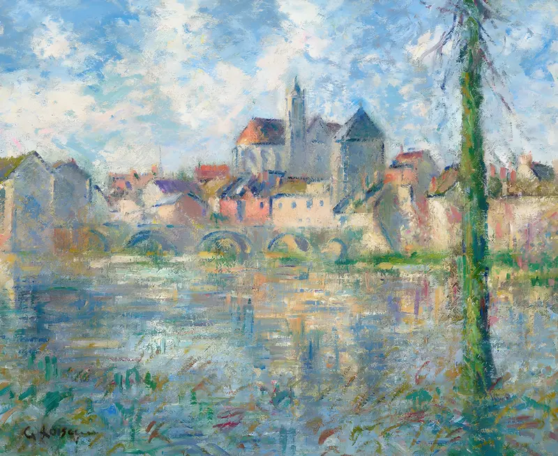 Gustave Loiseau's 'Moret-sur-Loing' captures a serene landscape with vibrant colors.