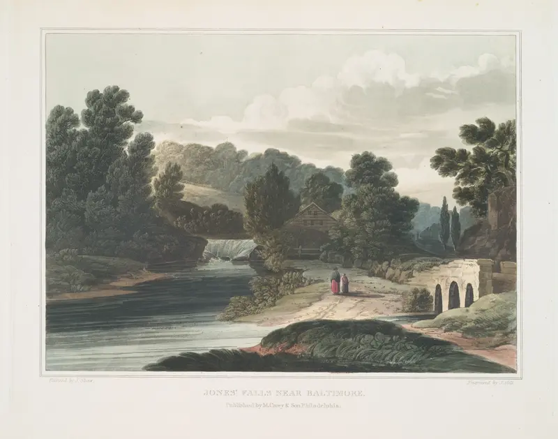 Jones’ Falls near Baltimore, oil on canvas by Joshua Shaw