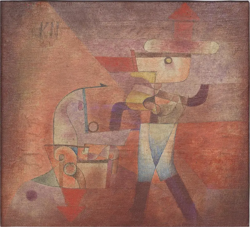 Paul Klee's 'KN der Schmied' features a unique blend of colors and abstract forms.