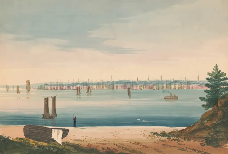 View of New York from Brooklyn Strand, oil on canvas by John Rubens Smith