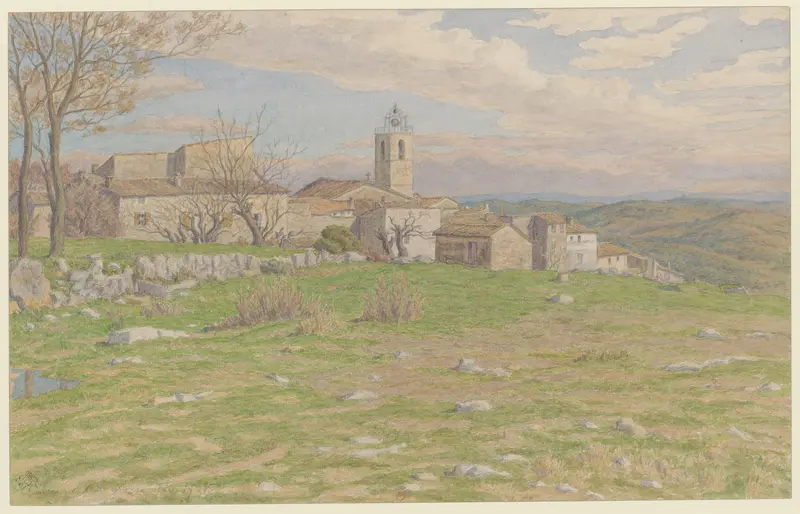 Landscape of gentle hills under a soft dusk sky by Henri Rivière, 1936
