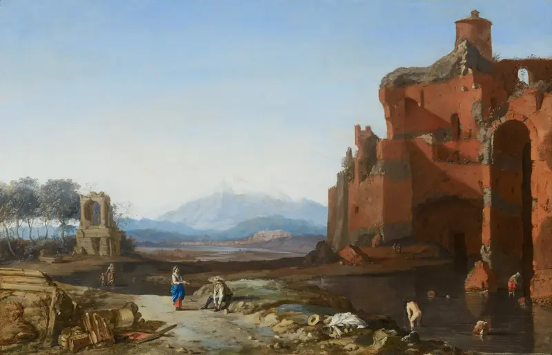 Italian landscape with the Aurelian Wall, oil painting by Bartholomeus Breenbergh