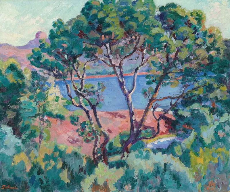 La Baie d’Agay by Armand Guillaumin, oil on canvas depicting serene waters and expressive brushstrokes