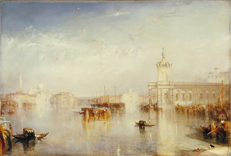 A dreamlike painting of Venice, capturing the ethereal light and water.