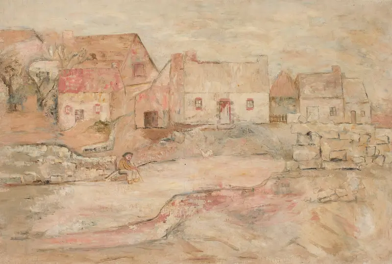 Pejzaż bretoński z siedzącym człowiekiem by Tadeusz Makowski, oil painting