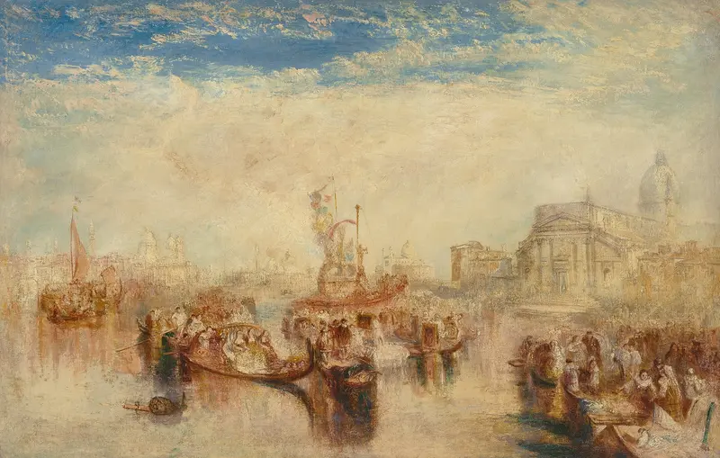 Historical scene with celebrants and golden light, oil on canvas by Joseph Mallord William Turner