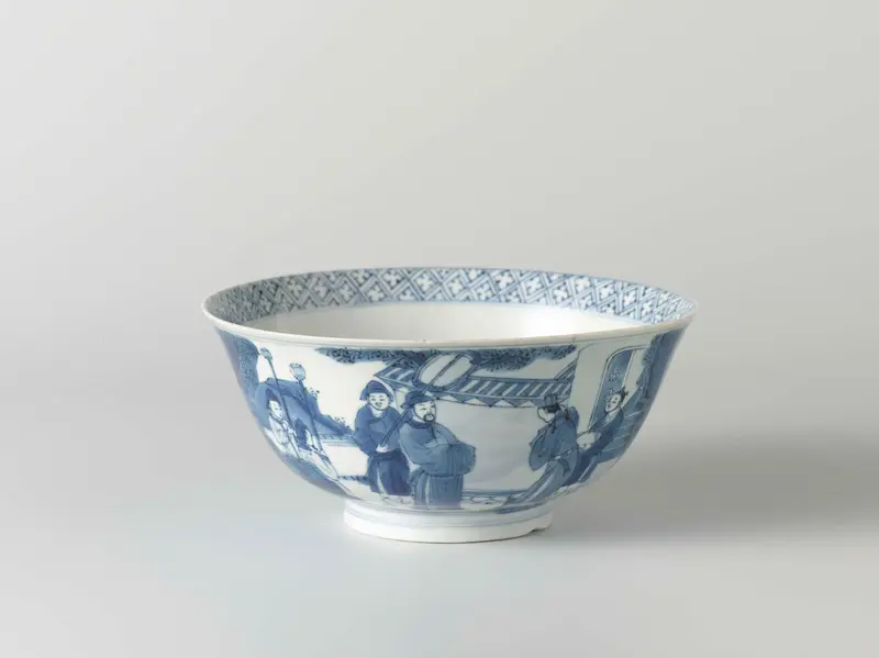 Bell-shaped bowl with two scenes and a seated person below a tree, unknown medium, unknown artist
