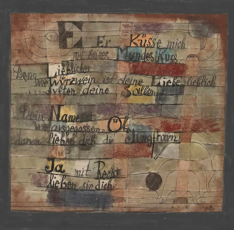 Abstract composition with vibrant hues by Paul Klee, oil painting, 1921