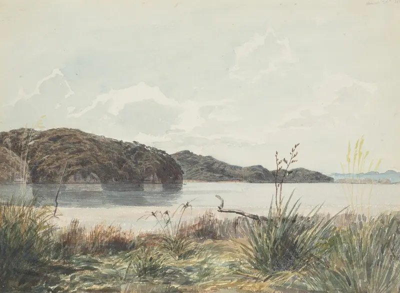 Landscape oil painting by James Crowe Richmond depicting a river and light