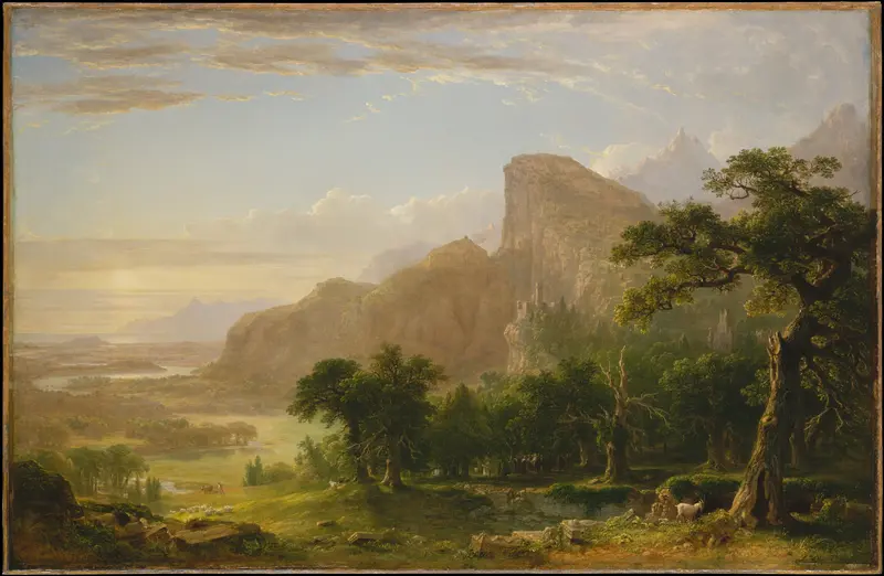 Landscape oil painting by Asher Brown Durand featuring a river and trees