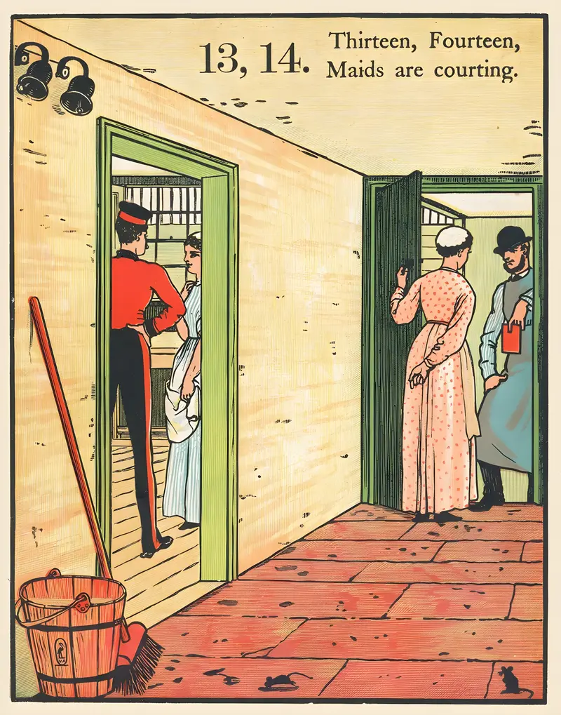 Walter Crane's '1, 2, buckle my shoe Pl 5' features whimsical illustrations.