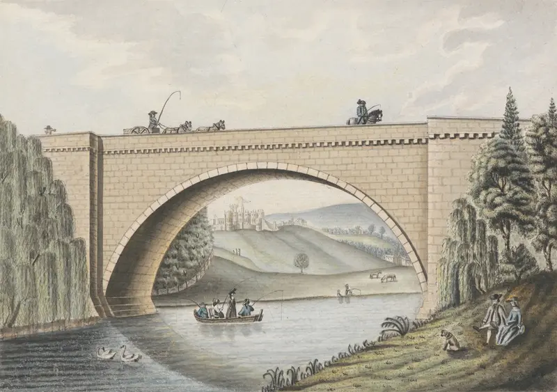 Brick Bridge by William Beilby, oil painting depicting a bridge in a natural landscape.