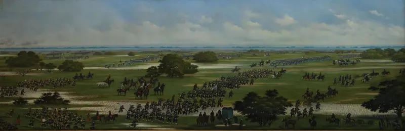 Marcha del Ejército Argentino a tomar posiciones para el ataque a Curupaytí, oil on canvas by Cándido Lopez