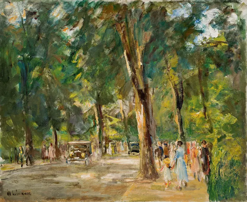 Die Große Seestraße in Wannsee mit Spaziergängern, oil painting by Max Liebermann